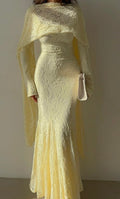 The Evangeline Lace Cape-Overlay Maxi Dress
