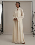 High-Neck Chiffon Overlay Abaya Maxi Dress