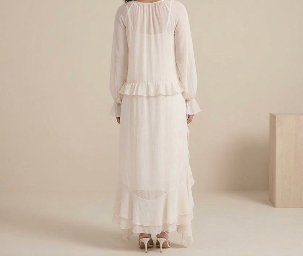 Ruffled Bohemian Chiffon Maxi Dress