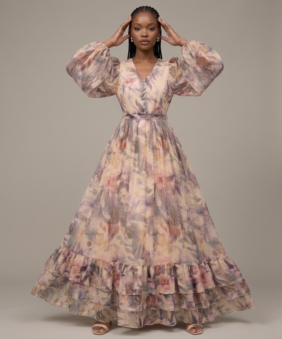 The Camilla Watercolor Floral Chiffon Maxi Dress