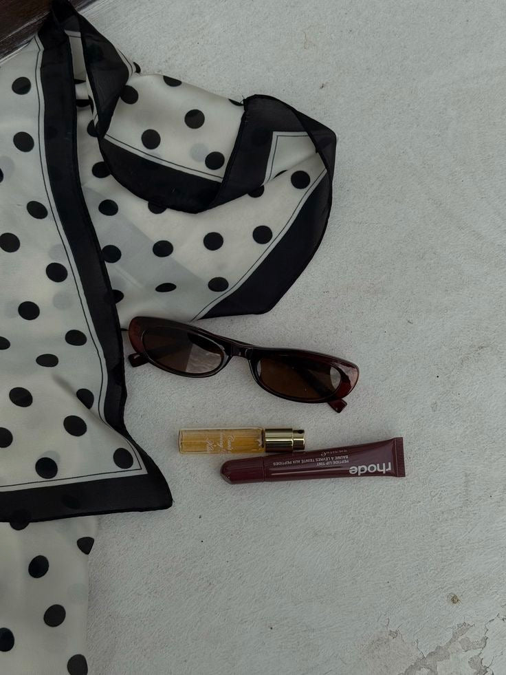 Polka Dot Satin Bordered Square Scarf
