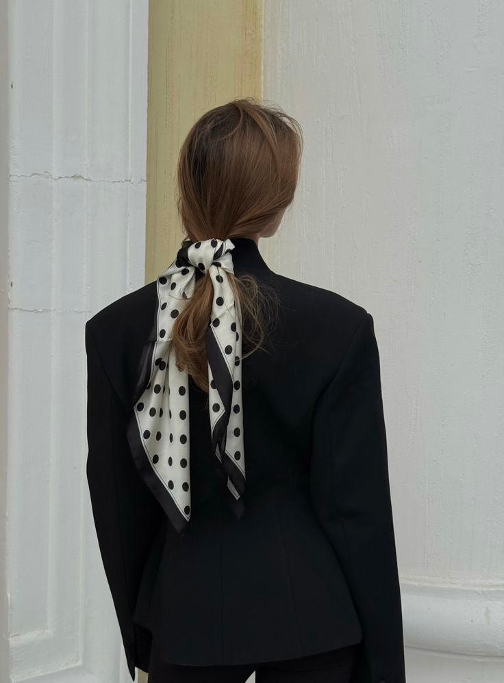 Polka Dot Satin Bordered Square Scarf