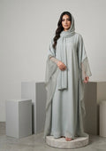 Modern Sheer Chiffon Cape Sleeve Abaya with Matching Hijab Set