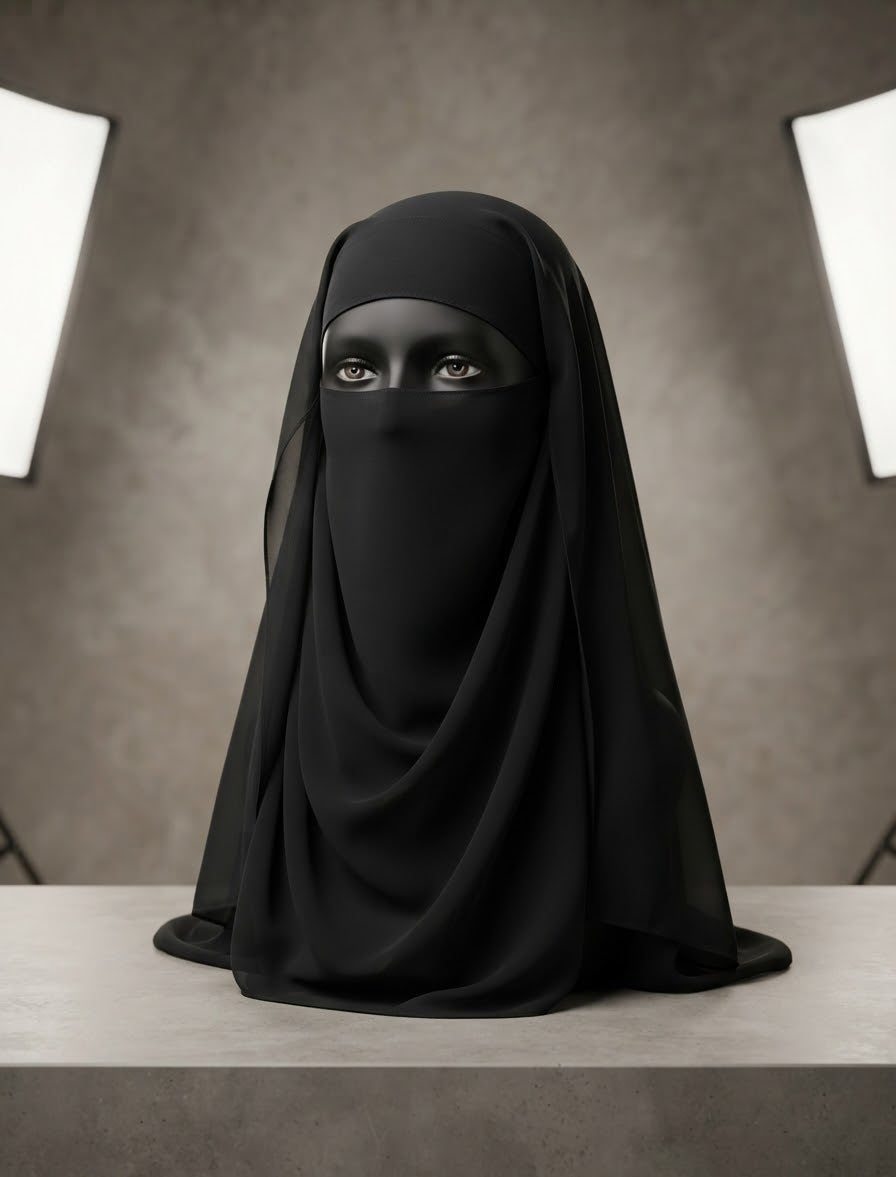The Mariam Full-Coverage Draped Two-Layer Niqab