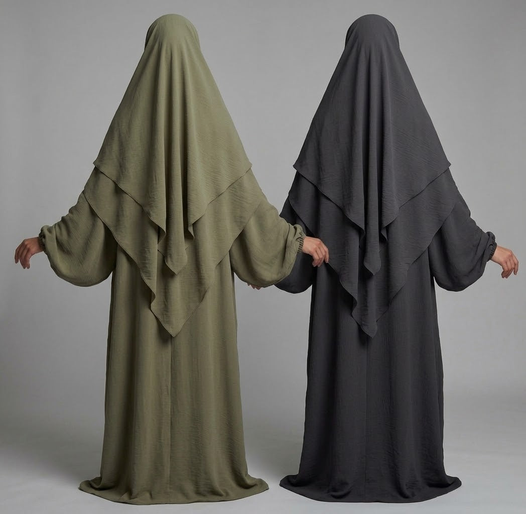 The Ruqayya Two-Tiered V-Point Khimar & Abaya Set