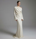 The Camille Asymmetric Draped Silk-Satin Gown