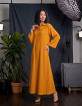 Collared Crinkle Linen-Blend Maxi Kaftan