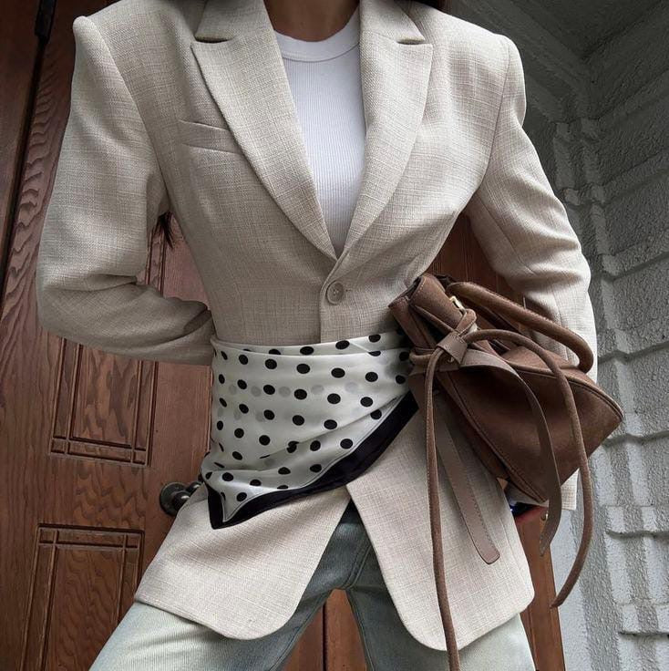 Polka Dot Satin Bordered Square Scarf