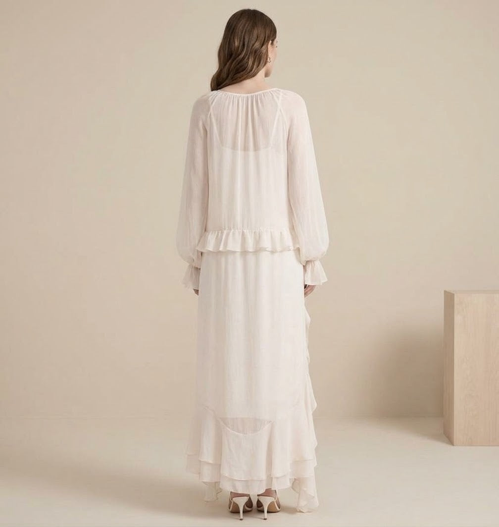 Ruffled Bohemian Chiffon Maxi Dress