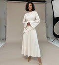 Asymmetric Hem Tunic & Pleated Skirt Two-Piece Set