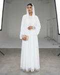 The Nour Eyelash Lace-Trimmed Chiffon Abaya Set