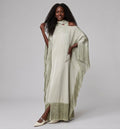 The Zahra Satin Cold-Shoulder Fringe Kaftan