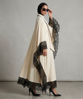 Lace-Trimmed High-Neck Kaftan Abaya Set