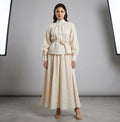 The Isla Rosette-Belted High-Neck Linen Set