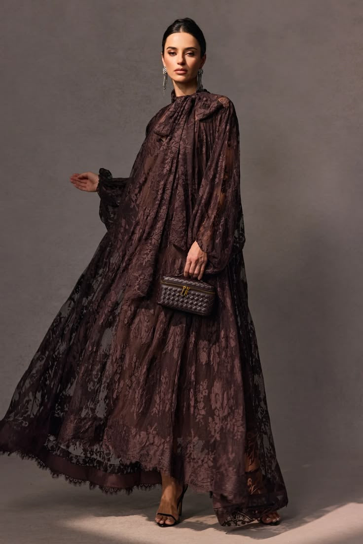 The Juliet Chocolate Lace Maxi Gown