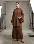 Mock-Neck Tunic & Pleated Skirt Co-Ord Set