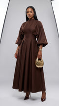 The Sariah Structured High-Neck Pleated Gown