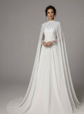 The Celestine Beaded High-Neck Cape Gown