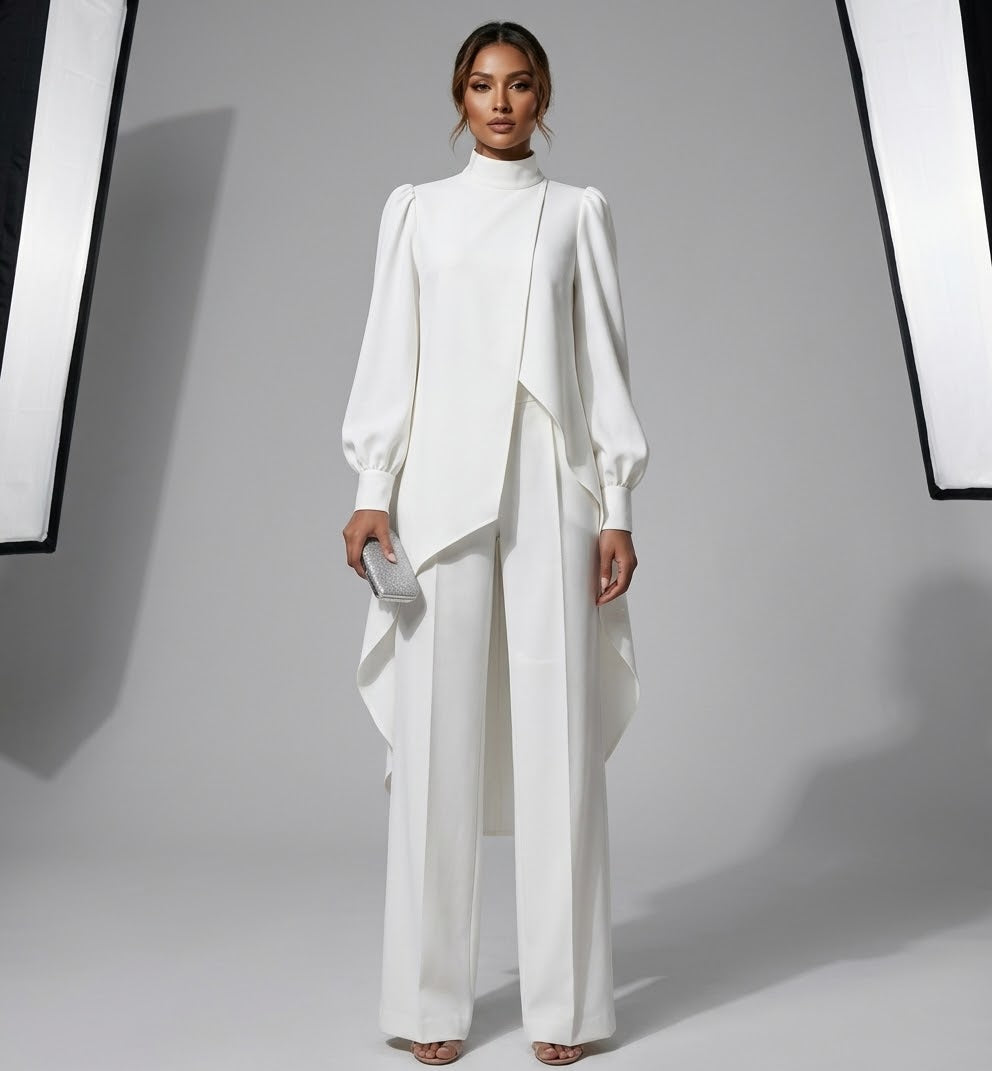 The Diana Asymmetric High-Low Tunic & Trouser Set