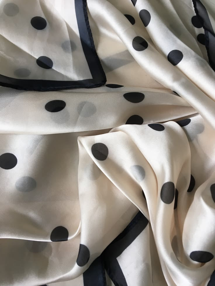 Polka Dot Satin Bordered Square Scarf