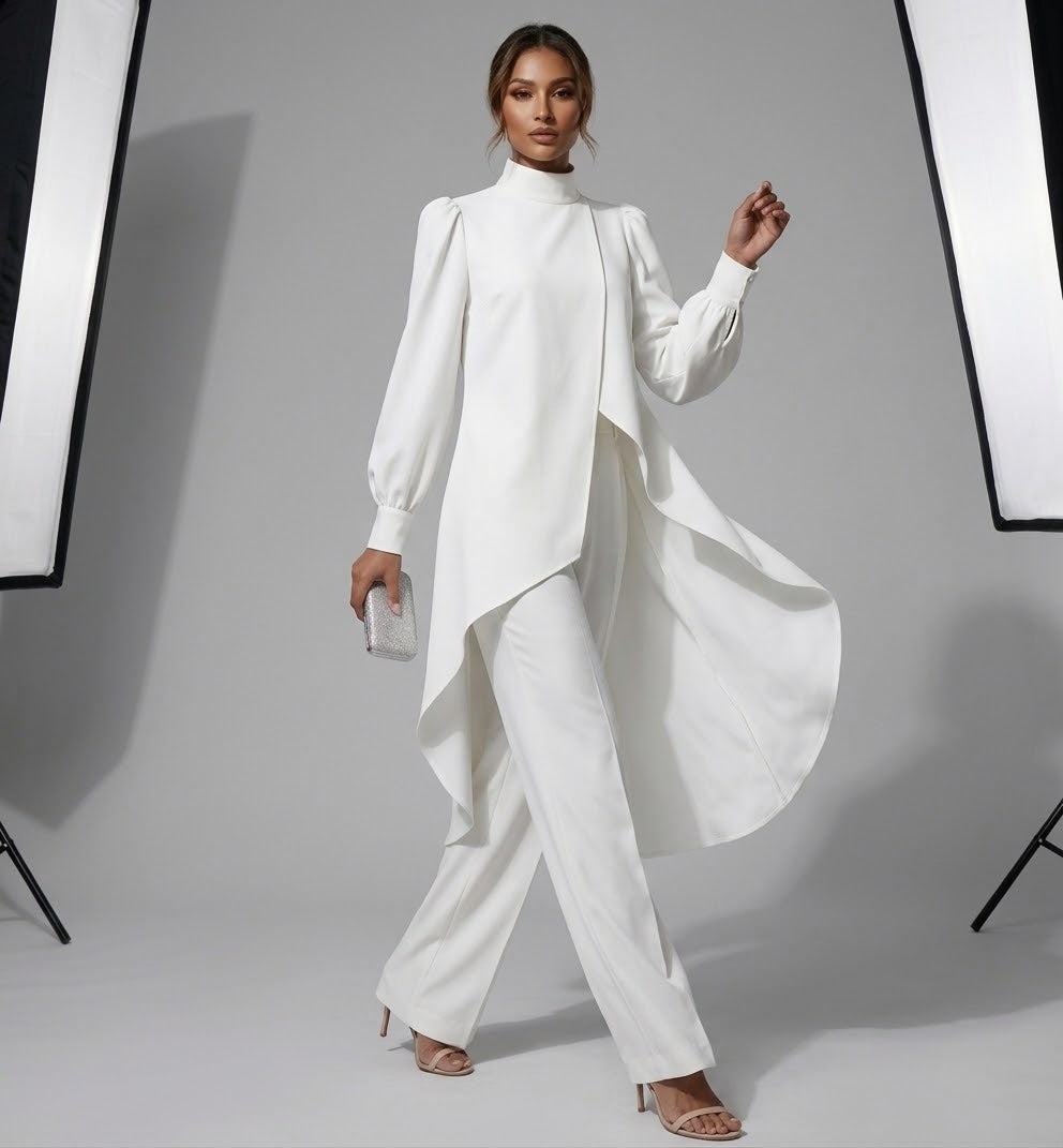 The Diana Asymmetric High-Low Tunic & Trouser Set