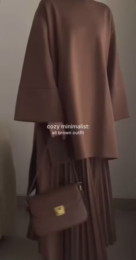 Mock-Neck Tunic & Pleated Skirt Co-Ord Set